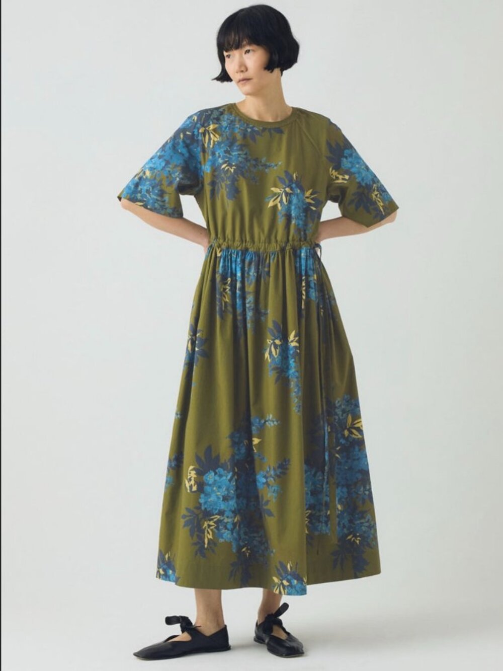 Botanical Shadow Print Organic Dress, Green - XS - SOLD OUT - NWT